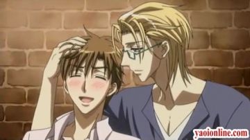 Hentai shows two males having a romance