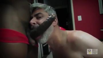 Suckling that bbc on his knees