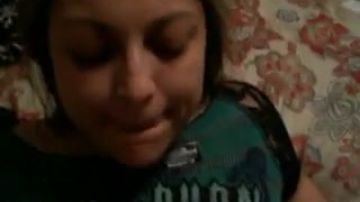Gently, he slides in and out her chubby pussy