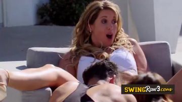 Young swinger couples are enthusiastic.