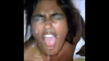 Desi girl's face splattered