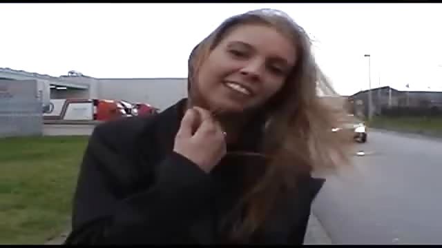 Blondine neukt in de auto